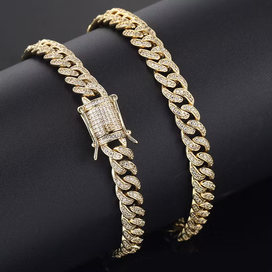Factory Custom Schmuckset 18K Gold 925 Sterling Silber oder Messing Modeaccessoires Ring Armband Halsketten Hip Hop Cuban Link Schmuck für Männer und Frauen
